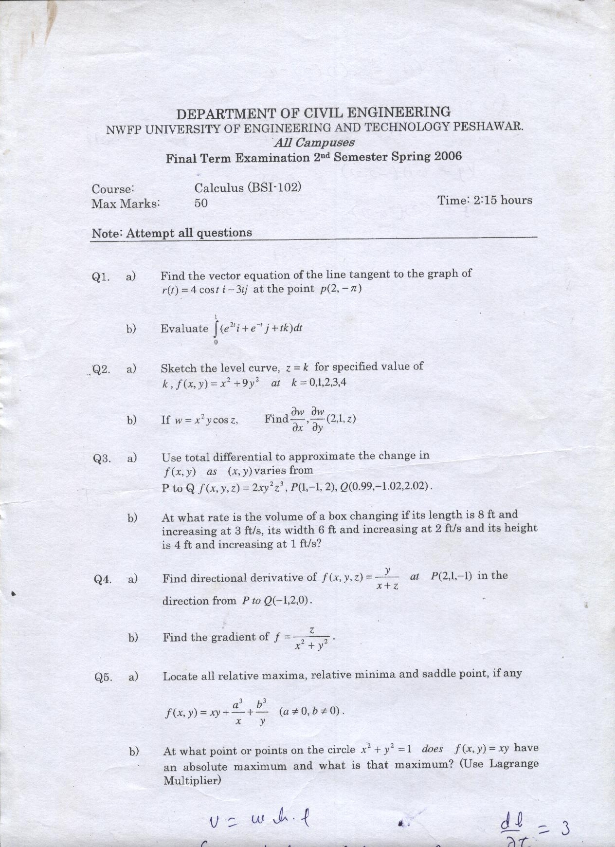 Construction Technology Construction Technology Question Papers