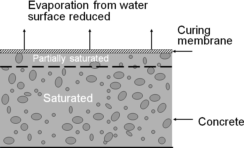 Method of concrete curing by covering its surface withe a sheet or membrane 