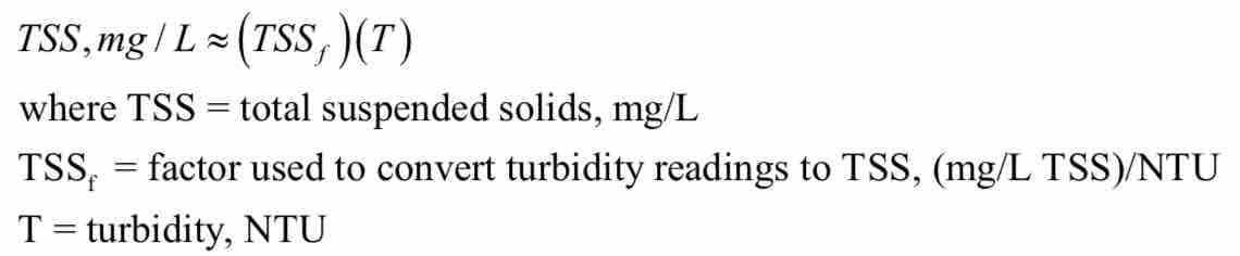 Relationship between turbidity and TSS for settled and filtered secondary effluent from activated sludge process